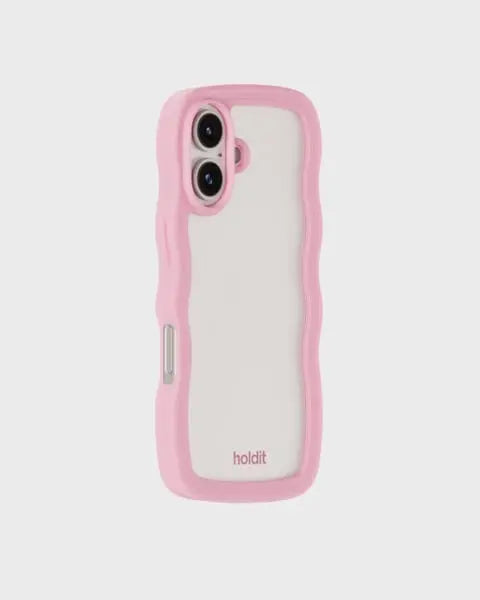 Holdit Telefonskal Wavy iPhone 16 Plus - Rosa/Transparent - Travels And Bags