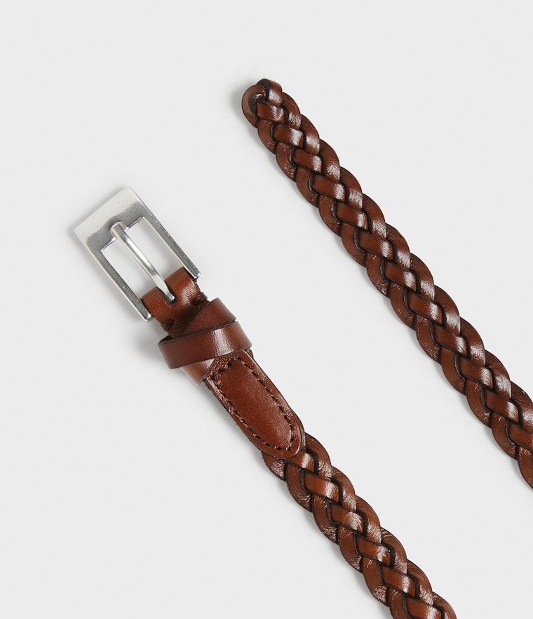 Saddler Nibe Flätat Läderbälte - Brun - Travels And Bags