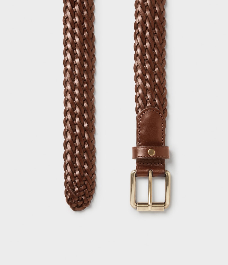 Saddler Grahn Flätat Läderbälte - Brun - Travels And Bags