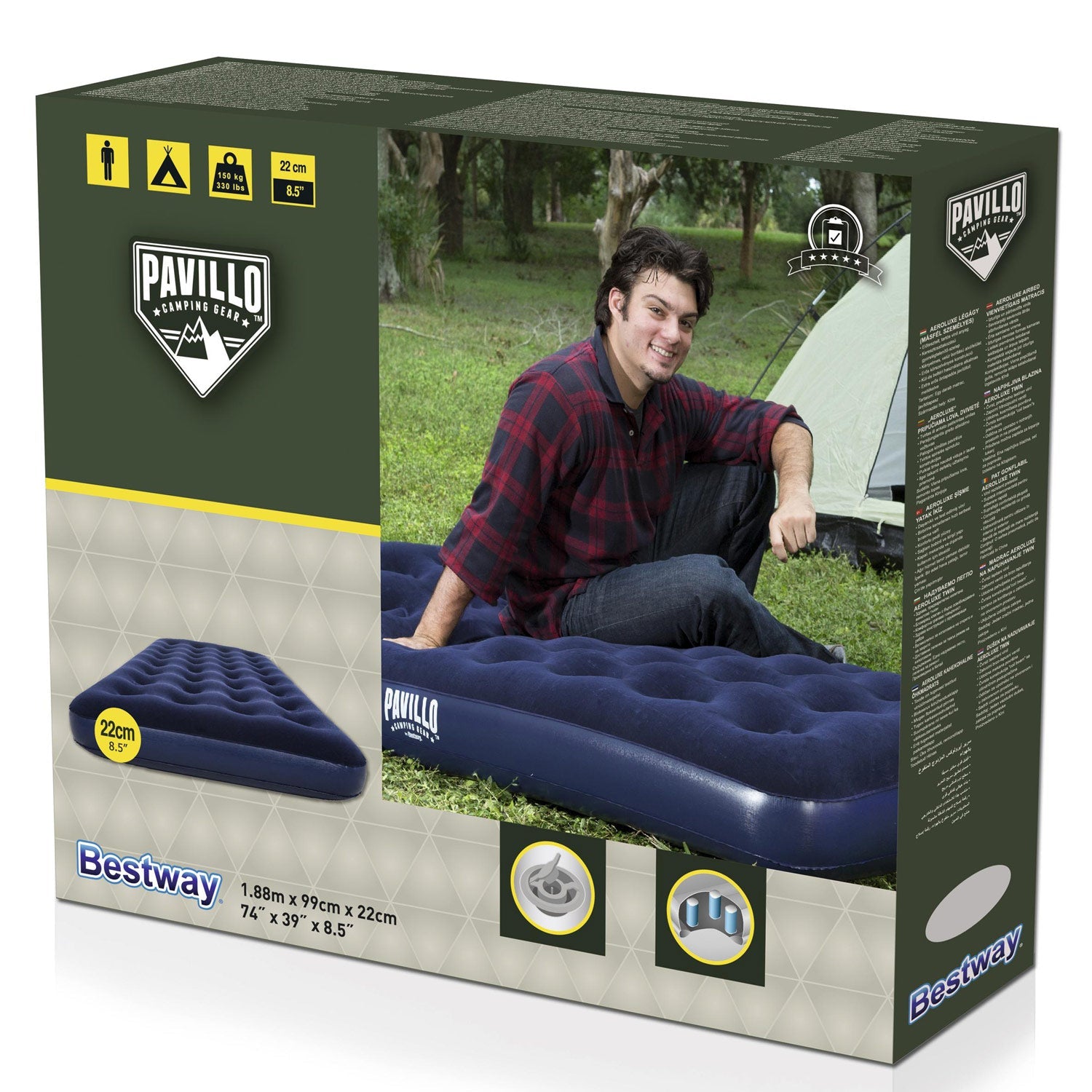 Bestway - Pavillo Luftmadrass 1.88m x 99cm x 22cm - Travels And Bags