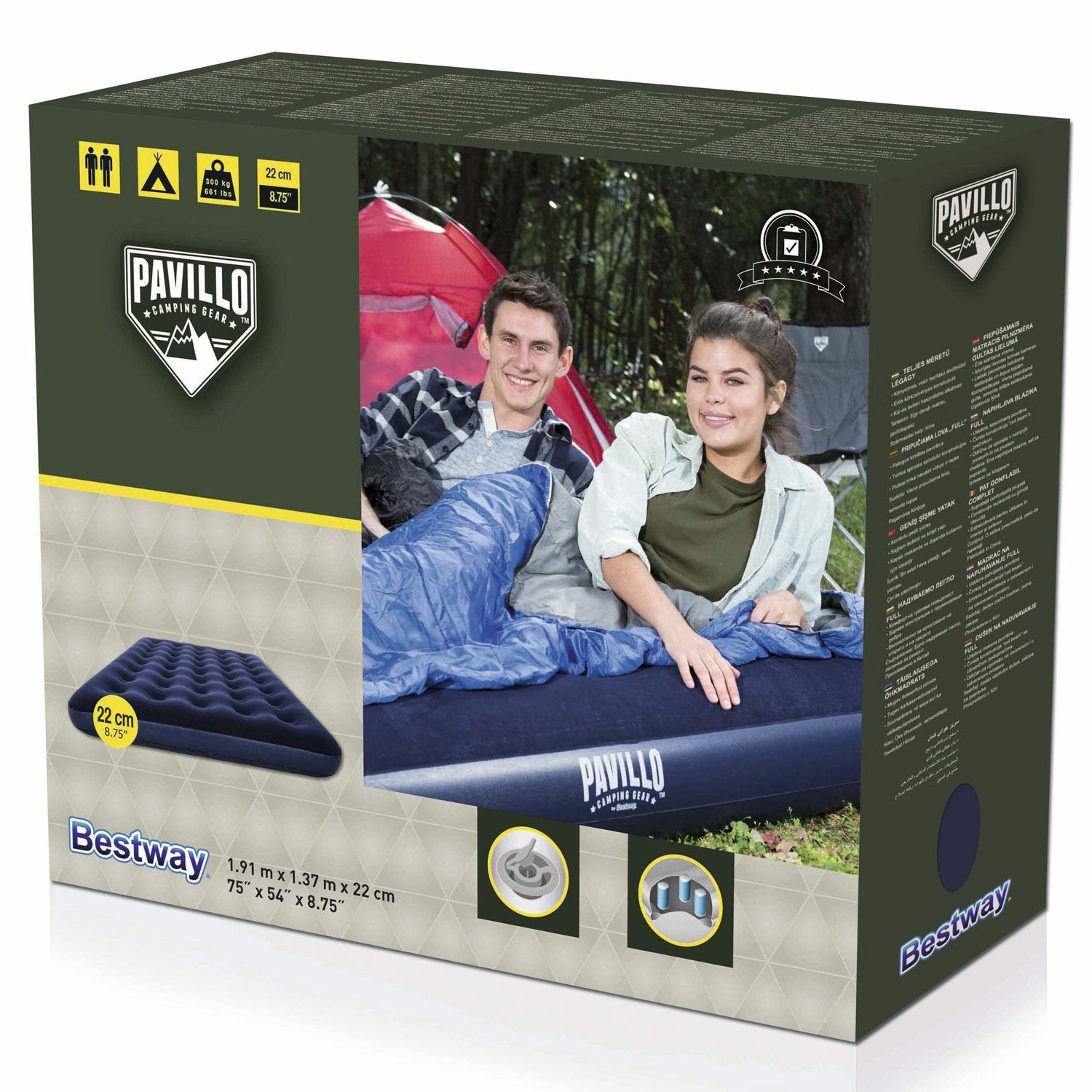 Bestway - Pavillo Luftmadrass 1.91m x 1.37m x 22cm - Travels And Bags