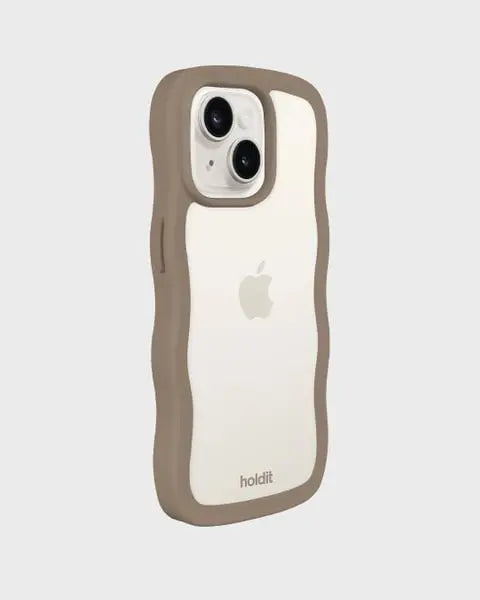 Holdit Telefonskal Wavy iPhone 15/14/13 - Ljusbrun/Transparent - Travels And Bags