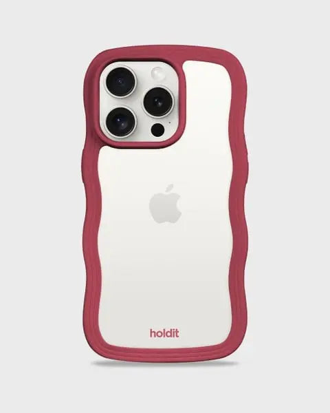 Holdit Telefonskal Wavy iPhone 14 Pro - Röd/Transparent - Travels And Bags