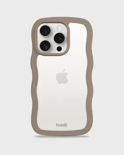 Holdit Telefonskal Wavy iPhone 14 Pro - Ljusbrun/Transparent - Travels And Bags