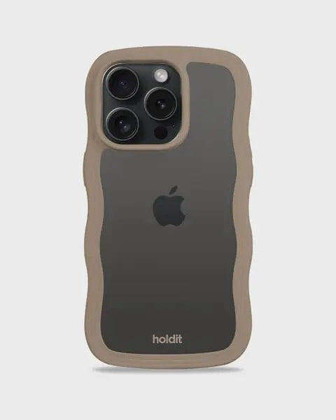 Holdit Telefonskal Wavy iPhone 14 Pro - Ljusbrun/Transparent - Travels And Bags