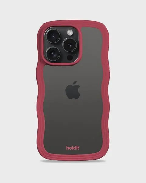 Holdit Telefonskal Wavy iPhone 14 Pro Max - Röd/Transparent - Travels And Bags