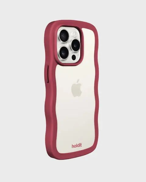 Holdit Telefonskal Wavy iPhone 15 Pro - Röd/Transparent - Travels And Bags