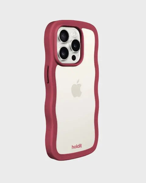Holdit Telefonskal Wavy iPhone 15 Pro Max - Röd/Transparent - Travels And Bags