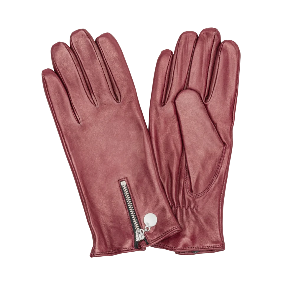 HK Damhandske Lammnappa Metalldragkedja - Burgundy