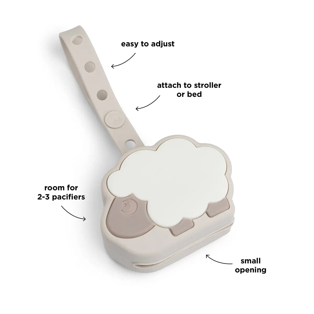 Done by Deer Silicone pacifier pouch Sheepy - Sand