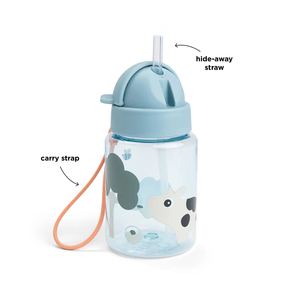 Done by Deer Straw bottle Tiny farm Blå - 280 ml