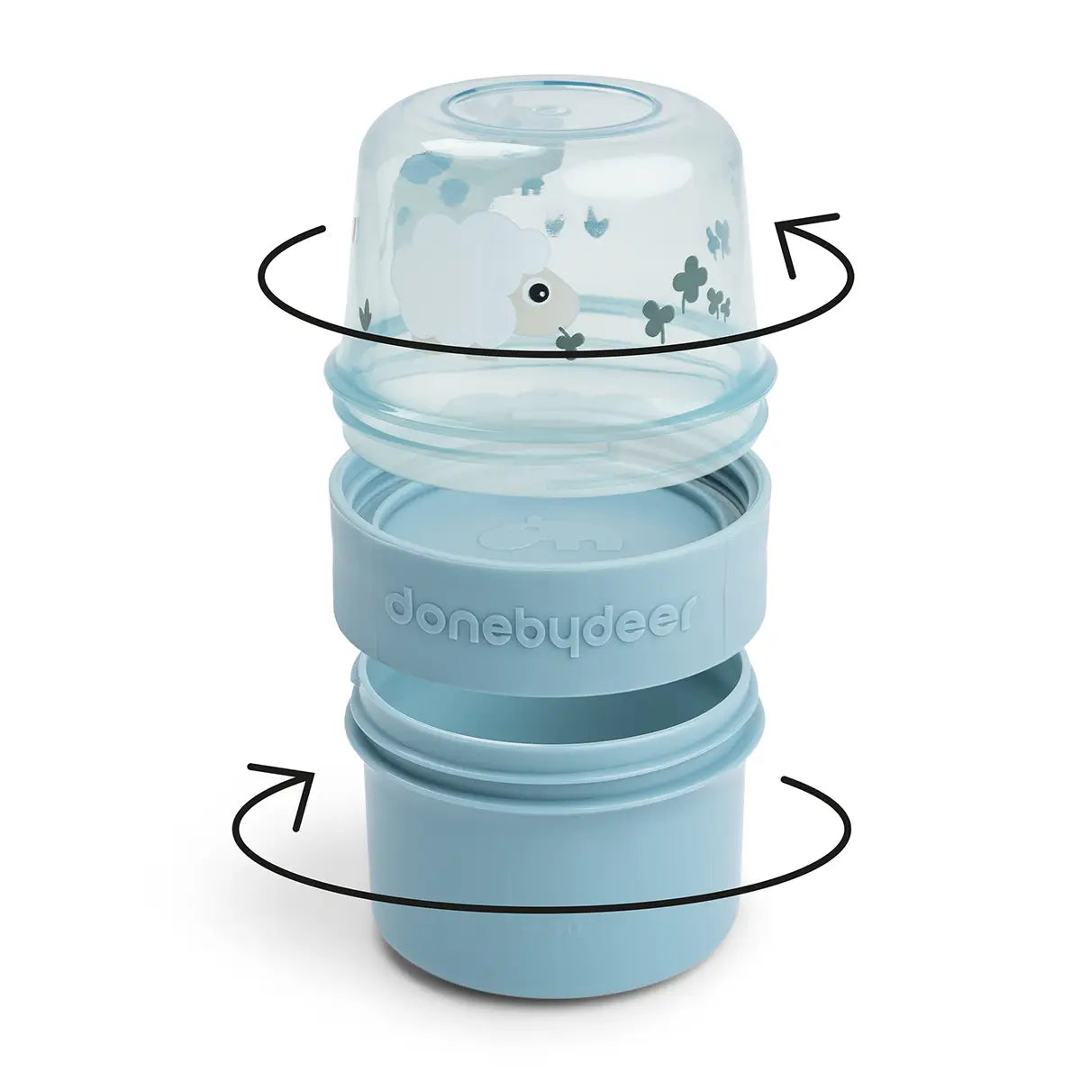 Done by Deer To go 2-way snack container S Tiny farm - Blå