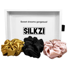 Ladda upp bild till gallerivisning, siden scrunchies med silkzi gift box

