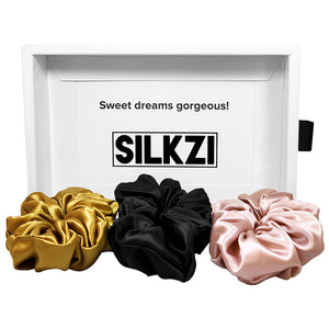 siden scrunchies med silkzi gift box
